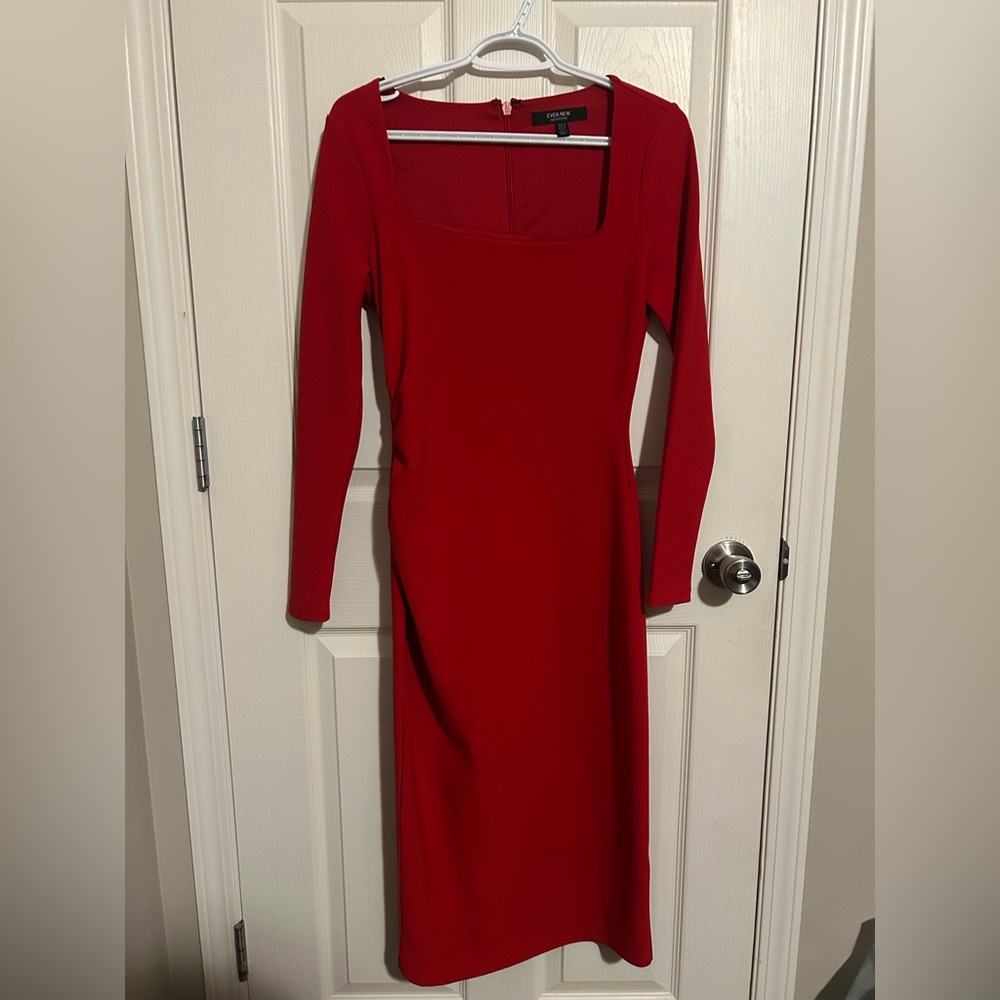 Ever New Vibrant Red Long Sleeve Dress